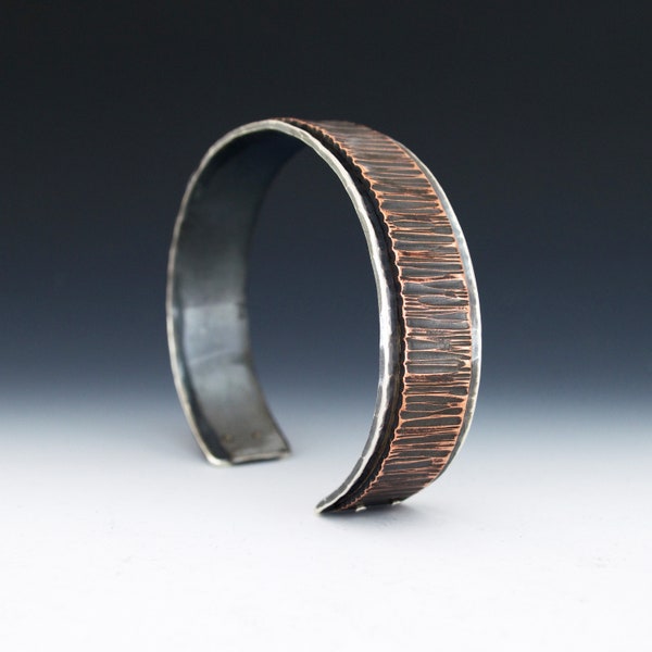 Copper Oak - Hand Forged Copper and Silver Men's Mixed Metal Cuff