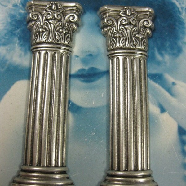 Silver Ox Plated Medium Size  Columns Mixed Media 545SOX x2