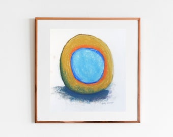 Abstract Fruit Art, Original Pastel Drawing