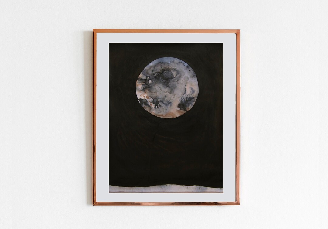 Moon Painting, Original Art, Full Moon Wall Decor, Celestial Wall Art