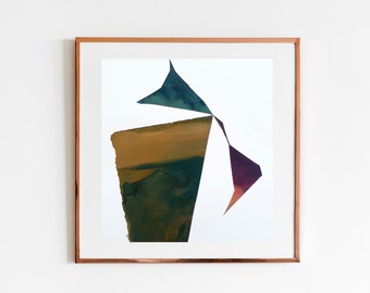 Flower Pot Art, Flower Vase Art, Abstract Wall Art, Small Original Collage, Geometric Mixed Media Painting