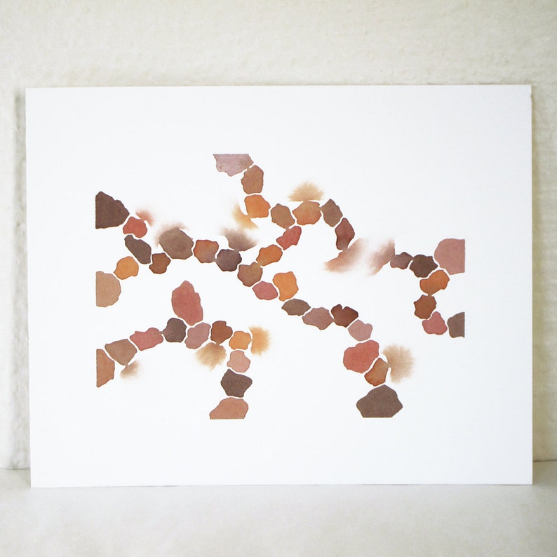 Abstract Red Orange Watercolor Painting Original Art