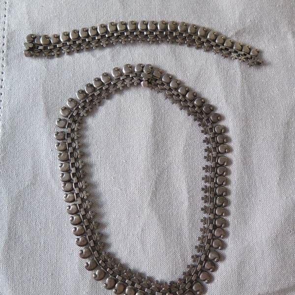 Vintage Silver Necklace and Bracelet Matching Set