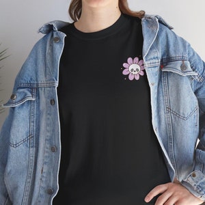 Boho Halloween Top - Flower Skull T-Shirt | Unisex Heavy Cotton Tee | Trendy Graphic Tee for Men & Women | Unique Skull Design Fashion Top