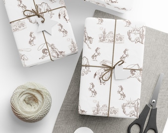 Taupe Cowboy Gift Wrap | Western Wrapping Paper
