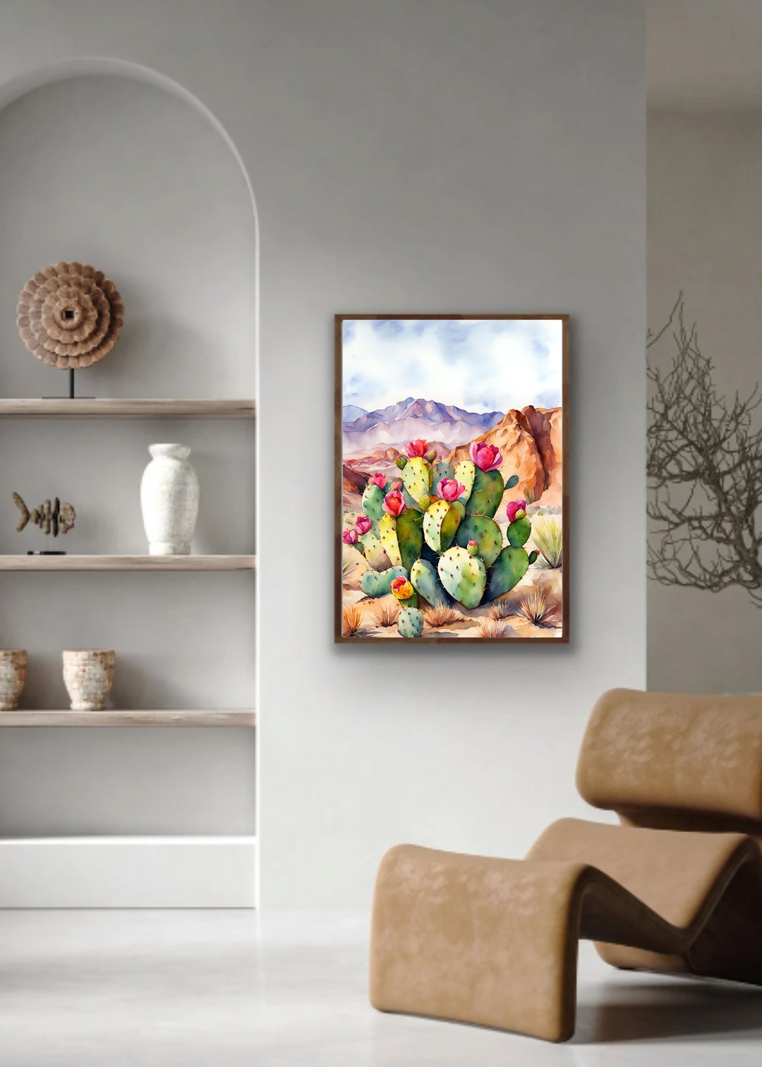 Prickly Pear Wall Art - Watercolor Cactus - Desert Print - Western ...