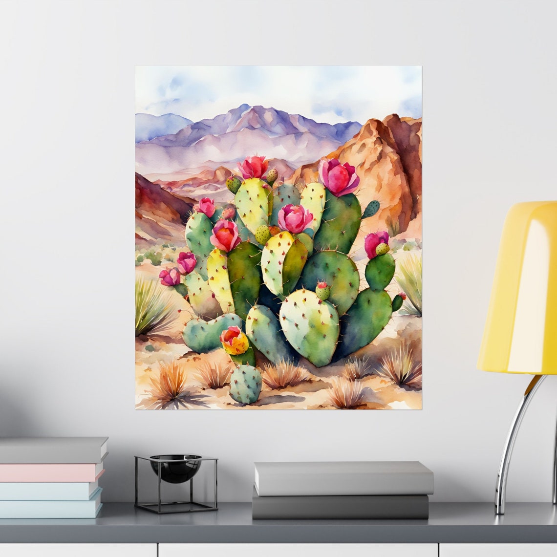 Prickly Pear Wall Art - Watercolor Cactus - Desert Print - Western ...