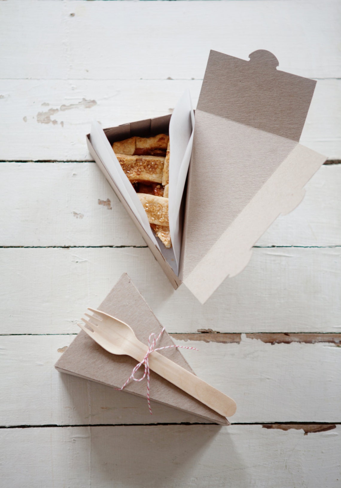 DELUXE KIT Lidded Pie Slice Boxes in Kraft with Forks Etsy