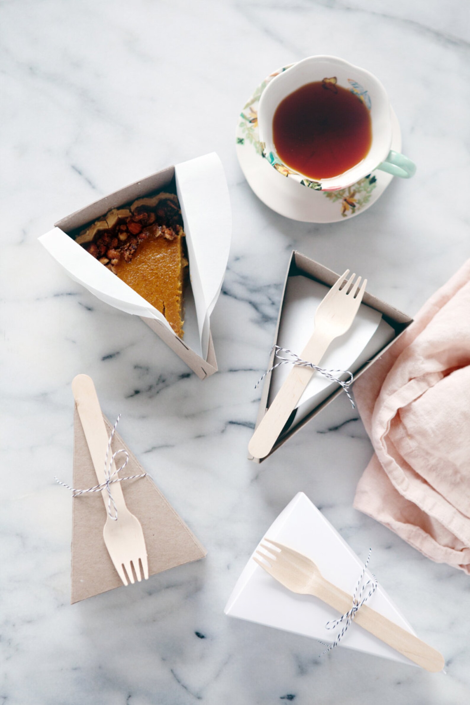 DELUXE KIT Lidded Pie Slice Boxes in Kraft with Forks Etsy