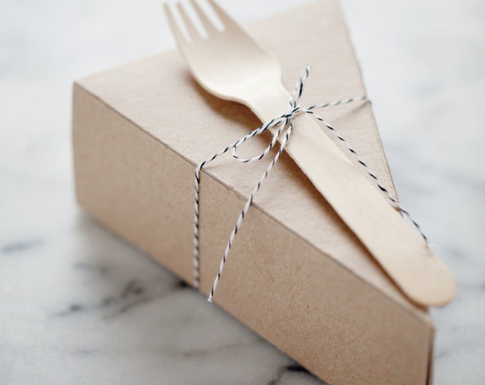 DELUXE KIT Lidded Pie Slice Boxes in Kraft With Forks Etsy