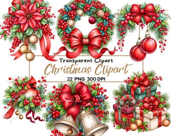 Classic Christmas Decorations Clipart | Vintage Holiday Ornaments | Digital Download for Crafts & DIY Projects, Christmas ornaments, Card