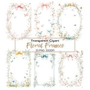20 PNG GARDEN Frame, Floral frame, clipart, Transparent clip art, commercial use, bundle, digital transparent, wedding invitation, frames