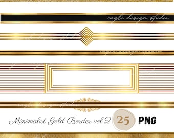 Gold Border Clipart: Elegant Vintage Dividers (25 PNG Digital Download