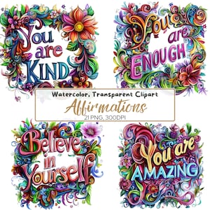 24 PNG Inspirierende Zitate, Clipart, motivierende Phrasen Illustrationen, Positive Kunst, Inspirierende Zitate, Inspiration, Digital Download