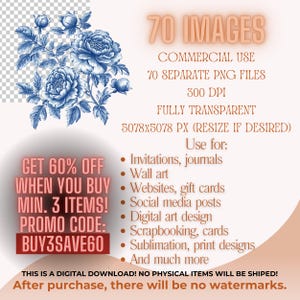 May include: Digital download graphic set featuring 70 images for commercial use. Includes PNG files, 300 DPI, fully transparent, and resizable. Use for invitations, wall art, websites, and more. Get 60% off when you buy 3 items with promo code BUY3SAVE60.