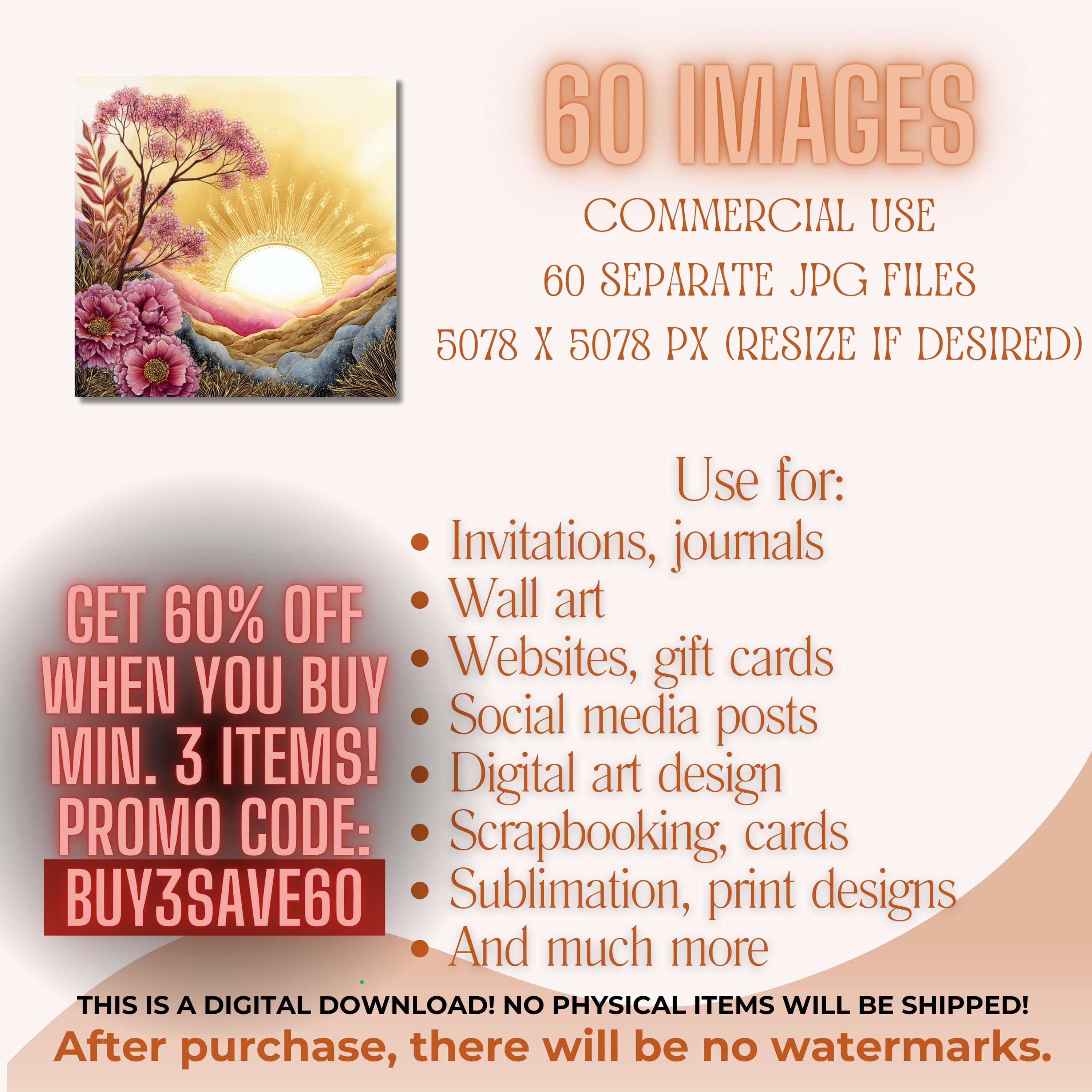 60 JPG Whimsical SUNRISE Bundle | Morning Light Digital Download