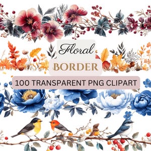 Bordure florale, bordure fleurie sans couture, png, clipart fleur, clipart transparent fleurs sauvages, cadre fleurs sauvages, sublimation, fleur, lys