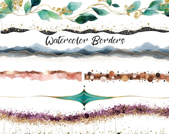 130 imágenes prediseñadas de bordes de acuarela PNG, líneas doradas abstractas PNG, bordes de marco elegantes, elementos divisores decorativos, detalles de fondo de lujo
