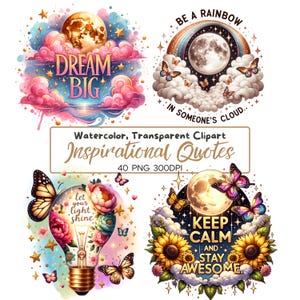 40 PNG citations inspirantes Clipart, illustrations expression motivante, art positif, citations inspirantes, source d'inspiration, téléchargement numérique