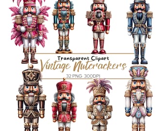Vintage Weihnachten Nussknacker Clipart: 32 PNG Illustrationen (Digitaler Download