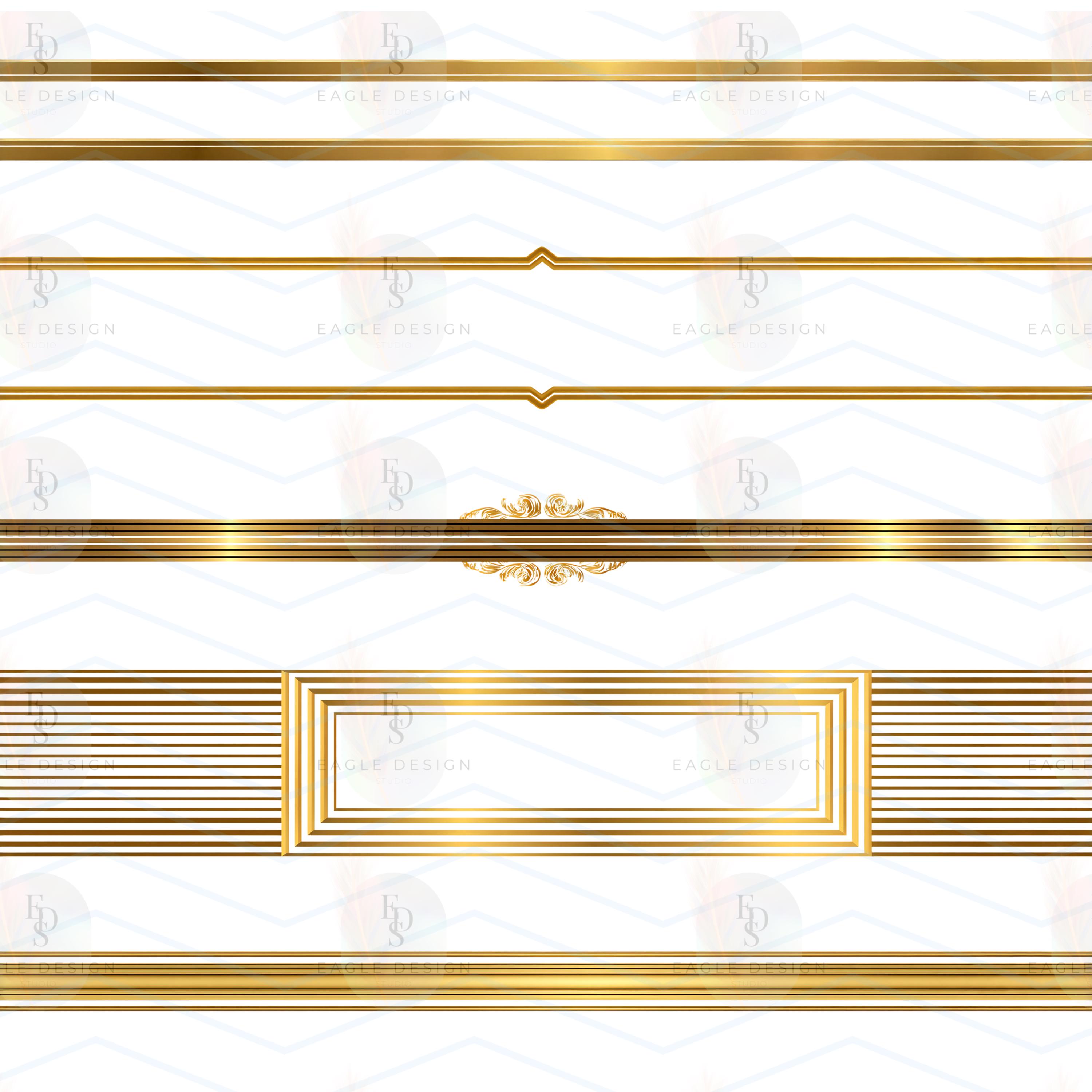 Gold Border Clipart: Elegant Vintage Dividers (25 PNG Digital Download ...