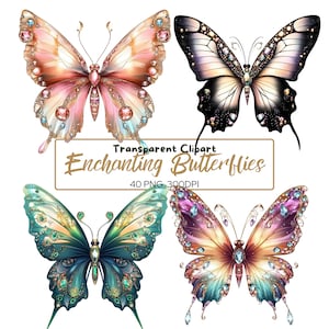 40 PNG bezaubernde SCHMETTERLINGE Clipart Bundle, niedliche, wunderliche Schmetterling Illustrationen Designs, digitaler Download, kommerzielle Nutzung, 300dpi