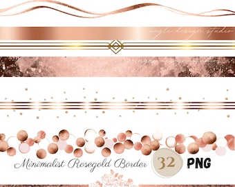 Rose Gold Border Clipart: Elegant Dividers, Vintage Ornaments (PNG Digital Download)