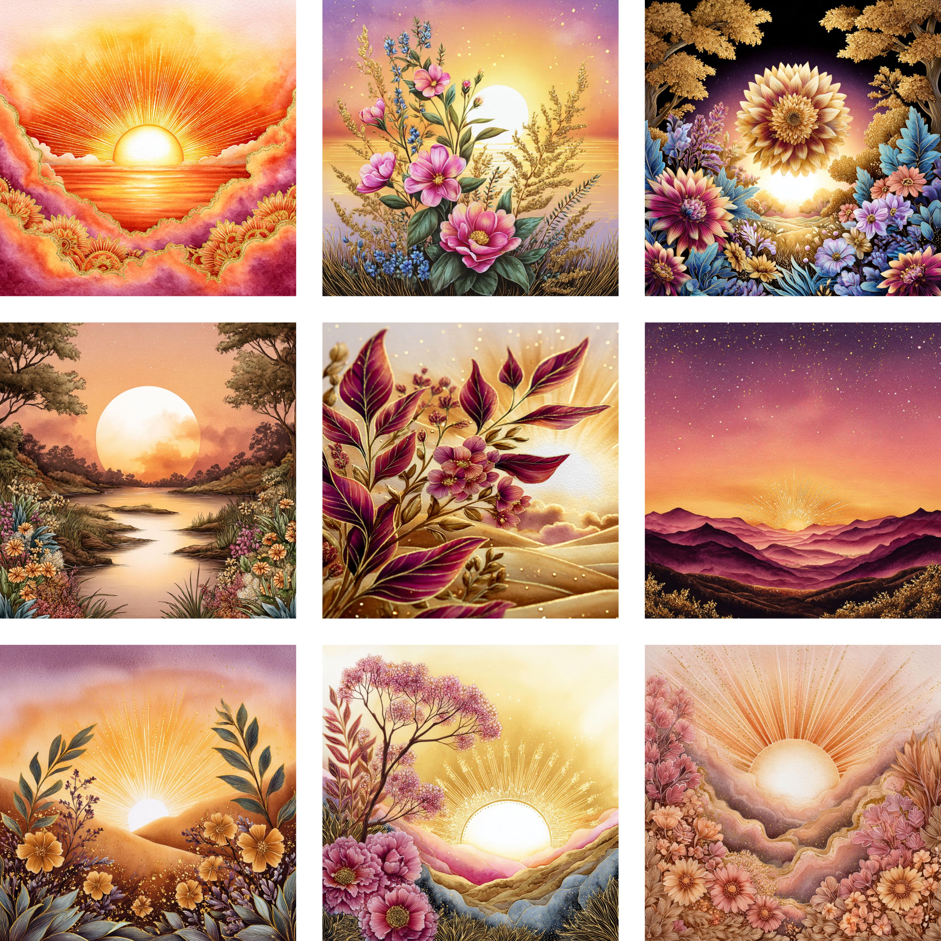 60 JPG Whimsical SUNRISE Bundle | Morning Light Digital Download