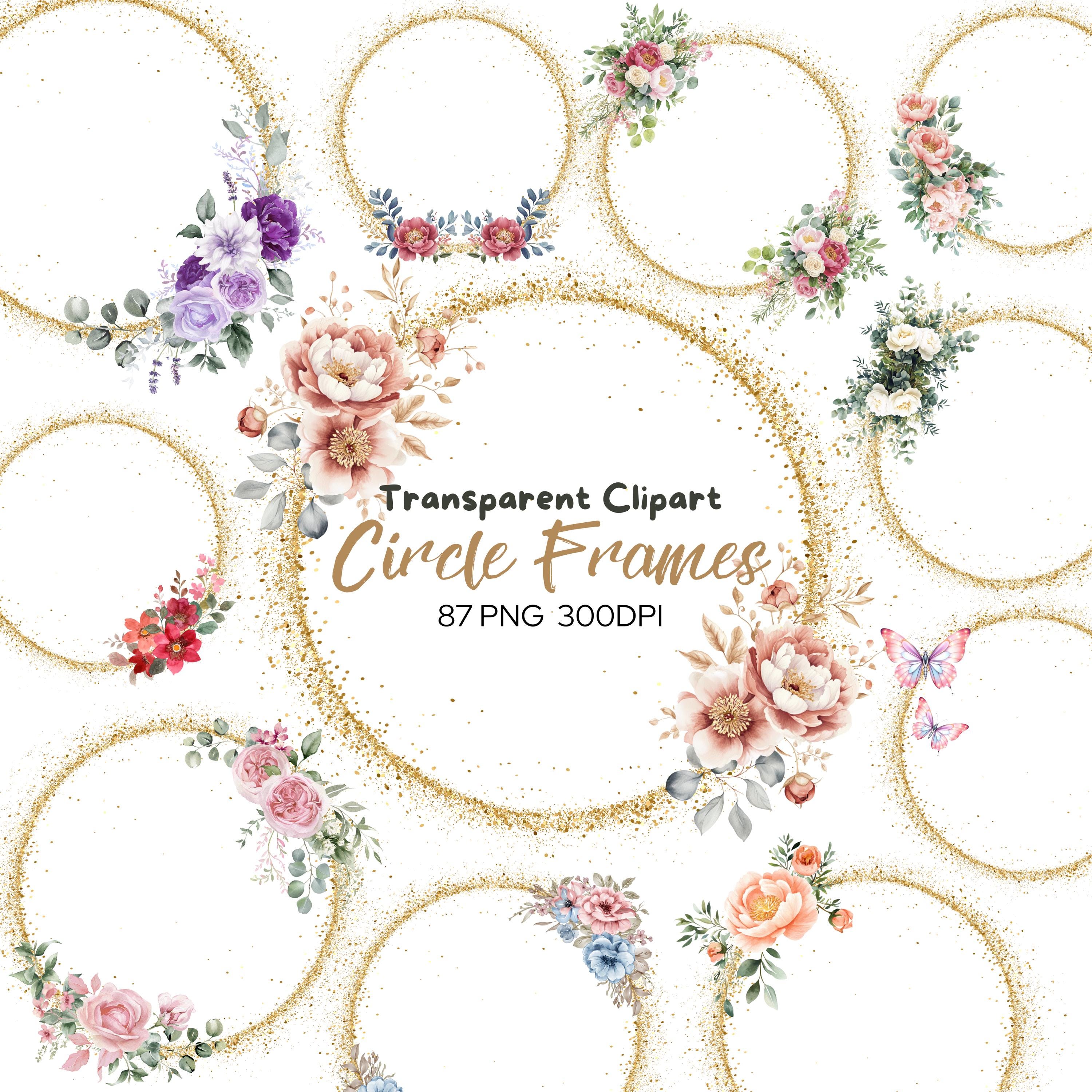 87 PNG  Circle FRAMES, clipart, Transparent golden frames, branches, eucalyptus, frame sublimation, foliage, green border, Flower frame