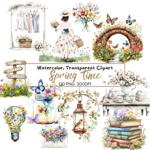 120 PNG FRÜHLING Time Clipart - Frühlingsblumen Clipart mit transparentem Hintergrund für Karten, Einladungen Basteln, Ostercliparts