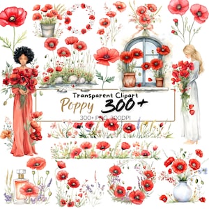 Plus de 300 cliparts PNG coquelicot rouge aquarelle fleurs, coquelicots rouges de Californie, fleurs sauvages rouges, couronne rouge, bordure florale rouge, fleurs de mariage