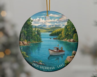 Great Sacandaga Lake New York Christmas Ornament, Christmas Lake Decor, Lake House Decoration, Lake Life Gifts, Great Sacandaga Holiday Gift