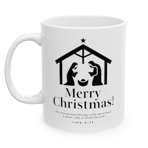 Frohe Weihnachten Krippe Becher, Bibel Vers Lukas 2:11, Jesus Christus ist Herr, Weihnachtskaffeetasse, Krippe Geschenk, Ferienzeit Becher