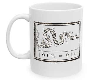 Schließen Sie sich an oder sterben Sie Schlangen-Tasse, Benjamin Franklin-Design, Geschenke aus der Unabhängigkeitskriegs-Ära, amerikanische Geschichtskaffeetasse, Freiheits- und Freiheitstasse, USA-Tasse