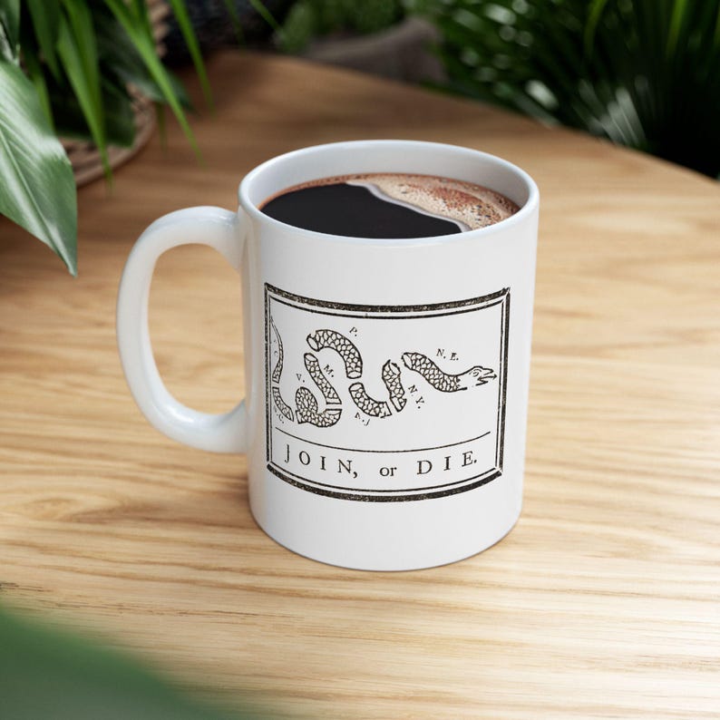 Join or Die Snake Mug, Benjamin Franklin Design, Revolutionary War Era Gifts, American History Coffee Cup, Freedom and Liberty Mug, USA Mug image 8