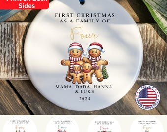 Family of Four First Christmas Ornament Baby First Christmas Ornament Personalized Baby's First Christmas Keepsake Ornament Custom Name