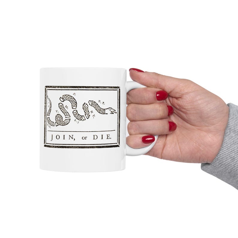 Join or Die Snake Mug, Benjamin Franklin Design, Revolutionary War Era Gifts, American History Coffee Cup, Freedom and Liberty Mug, USA Mug image 9