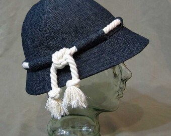 Dark Denim Beach Cloche, size Small