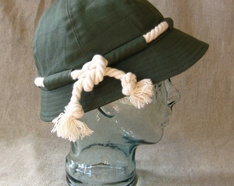 Army Green Twill Beach Cloche, size Medium/Large