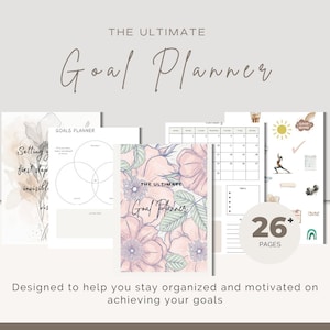 Digital Goal Planning Kit - Printable Yearly Planner, Editable Goal Tracker, Monthly Organizer, Instant Download, Goal Setting Journal