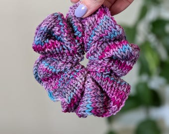 Purple Knit Scrunchie | Holiday Scrunchie | Gift for Her | Stocking Stuffer | Large Hair Scrunchie | Gift For Women | Gift for Teen