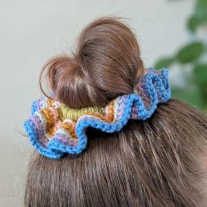 Colorful Crocheted Scrunchie | Girls Scrunchie | Gift for Girls | Stocking Stuffer | Large Hair Scrunchie | Summer Linen Scrunchie