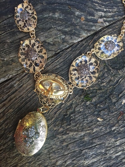 Steampunk Fantasy Victorian French Crystal Locket Necklace | Etsy