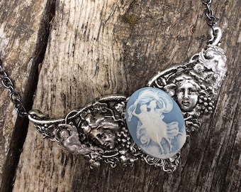 Choker Necklace Fantasy Victorian Silver Baroque Angel Classical Cameo