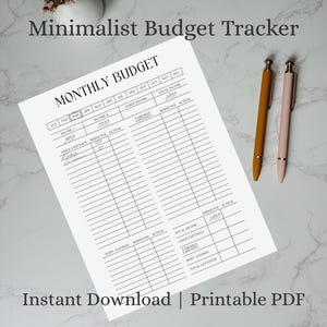 Minimalist Budget Tracker Printable | Monthly Budget Planner PDF | Income & Expense Tracker | Simple Budget Sheet | Instant Download