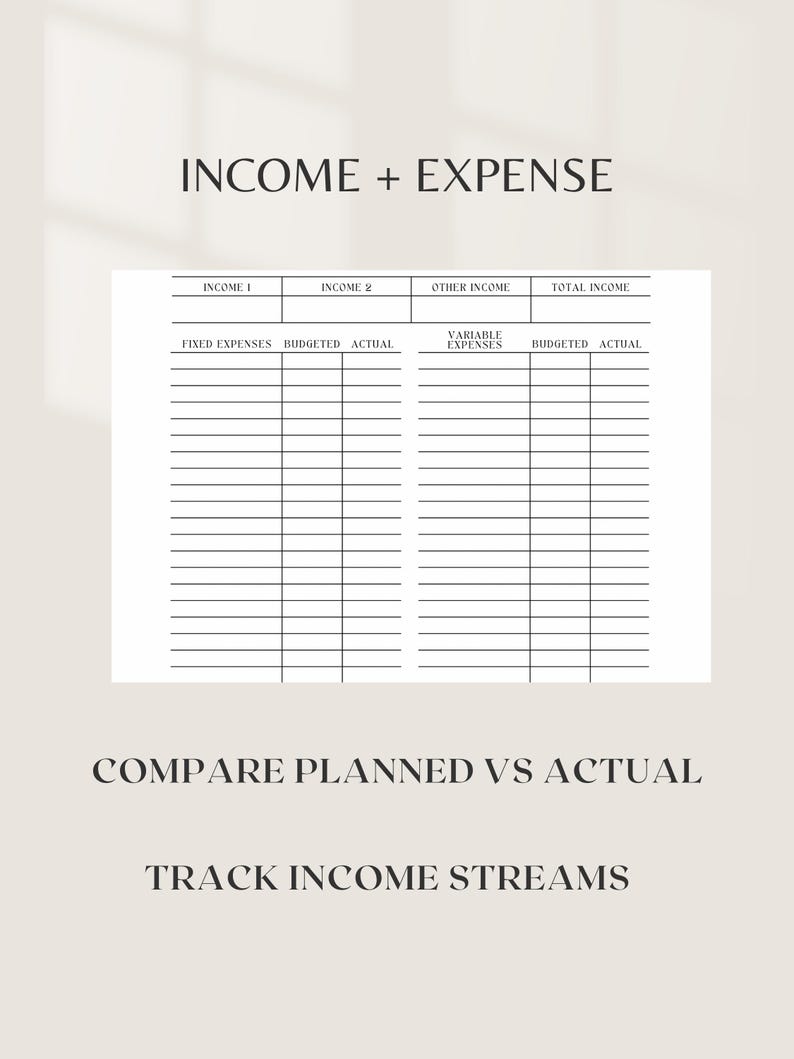 Monthly Budget Planner PDF | Minimalist Income & Expense Tracker ...