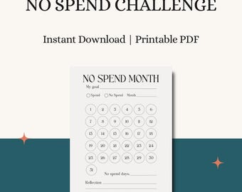 No-Spend Challenge Tracker | 30-Day Savings Challenge Printable | Minimalist Budget Reset PDF | Instant Download
