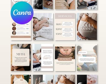 Doula-Instagram-Vorlage, Geburtsbegleiterin, Wochenbettbetreuung, Social-Media-Post-Bundle, Doula-Marketing-Designs, Digitaler Download, Bearbeitbar in Canva