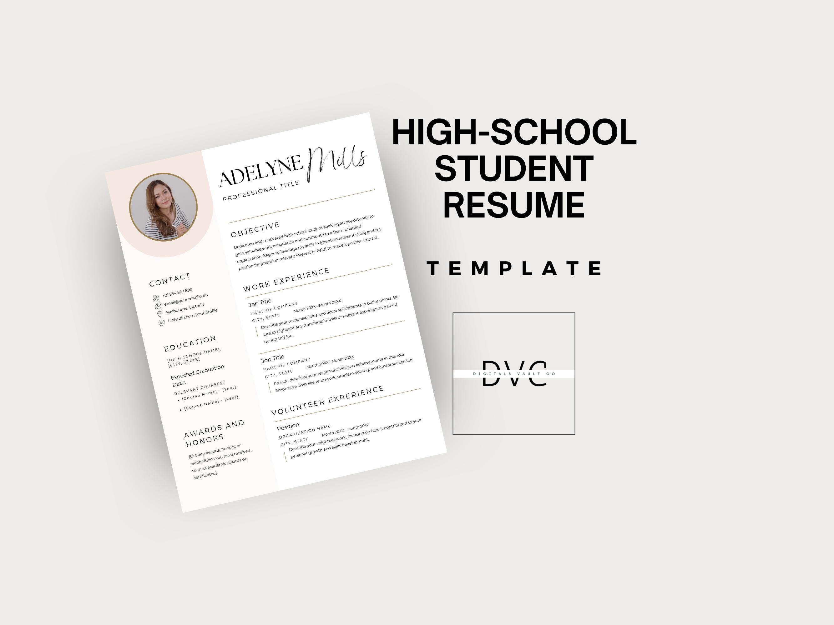 High School Student Resume Canva Template for First Job Applications ...