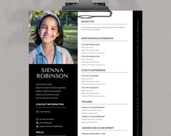 Modèle de CV enfant comédien CV professionnel comédien pour enfants Curriculum vitae d'audition pour jeune interprète Casting cinéma modifiable sur Canva